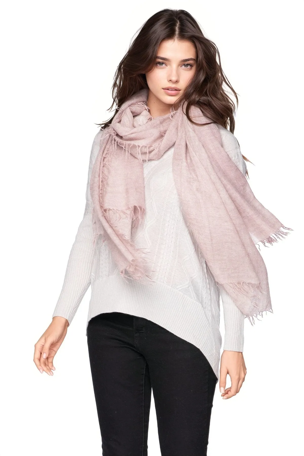 100% Cashmere Luxury Scarf, New York Parkway in Rosewater