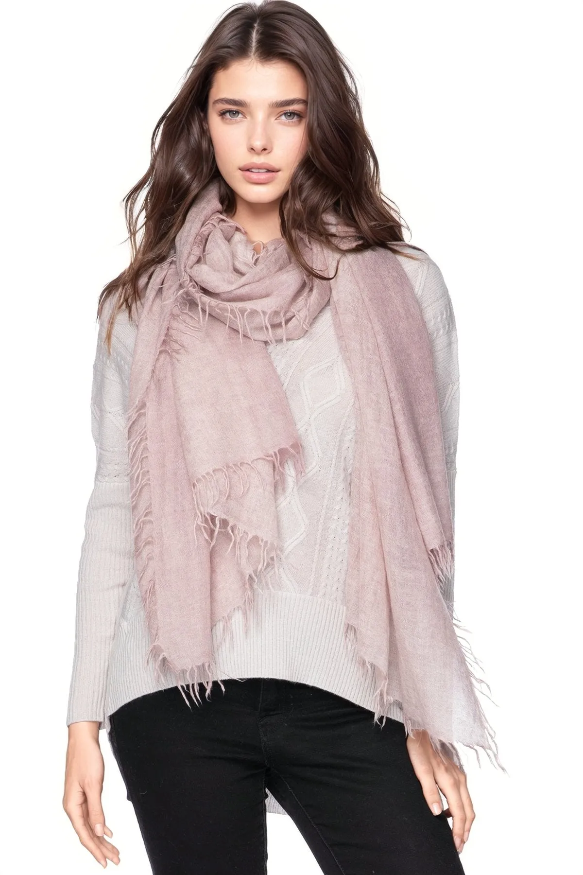 100% Cashmere Luxury Scarf, New York Parkway in Rosewater