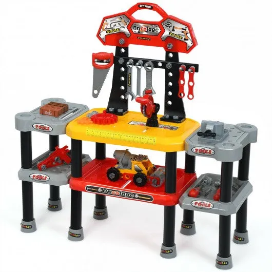 121 Pcs Kids Pretend Workbench Construction Workshop Tool Play Set