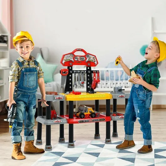 121 Pcs Kids Pretend Workbench Construction Workshop Tool Play Set