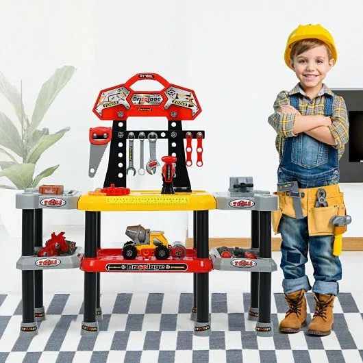 121 Pcs Kids Pretend Workbench Construction Workshop Tool Play Set