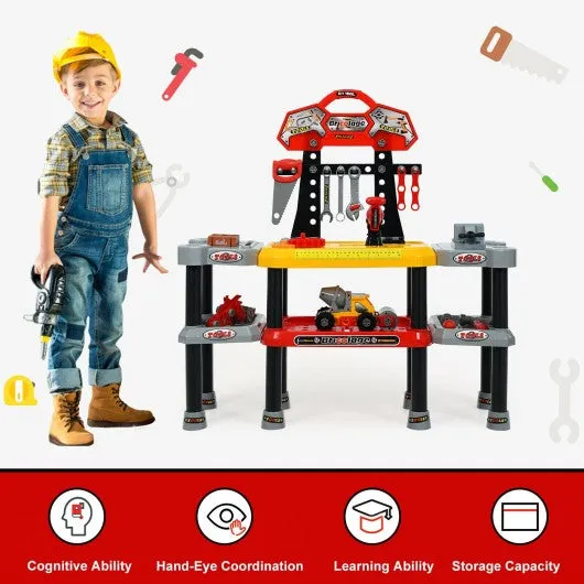 121 Pcs Kids Pretend Workbench Construction Workshop Tool Play Set