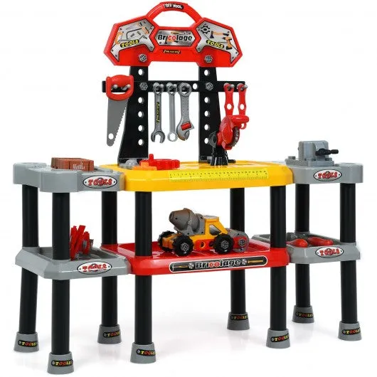 121 Pcs Kids Pretend Workbench Construction Workshop Tool Play Set