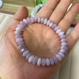 9mm Natural Rondelle Kunzite Bracelet | Kunzite Bracelet | Natural Gemstone Bracelet | Beaded Bracelet | Healing Stone Crystal