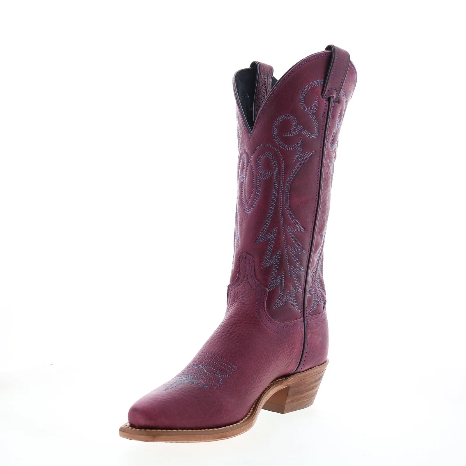 Abilene Boots 9271 Womens Purple Leather Slip On Cowboy Western Boots