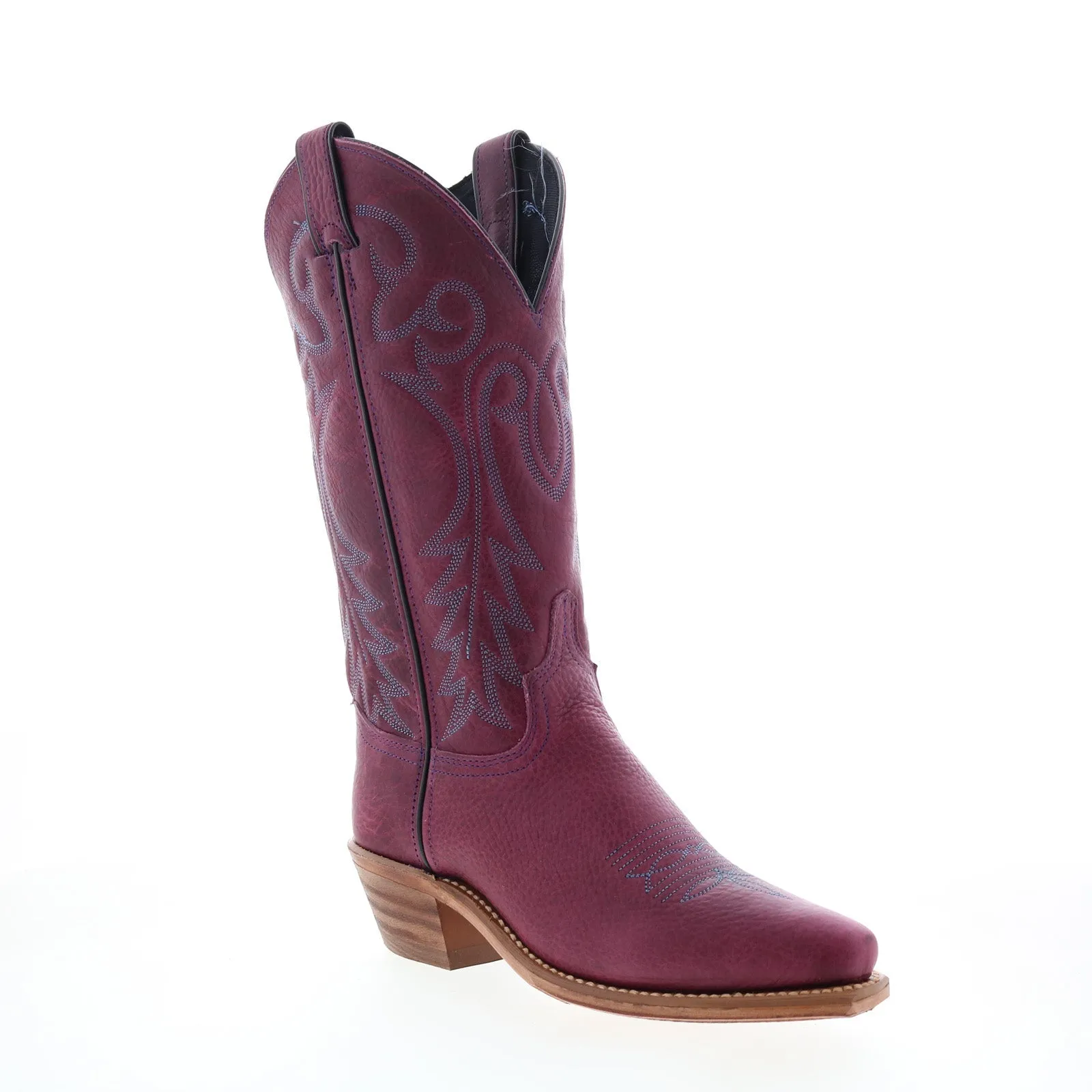 Abilene Boots 9271 Womens Purple Leather Slip On Cowboy Western Boots