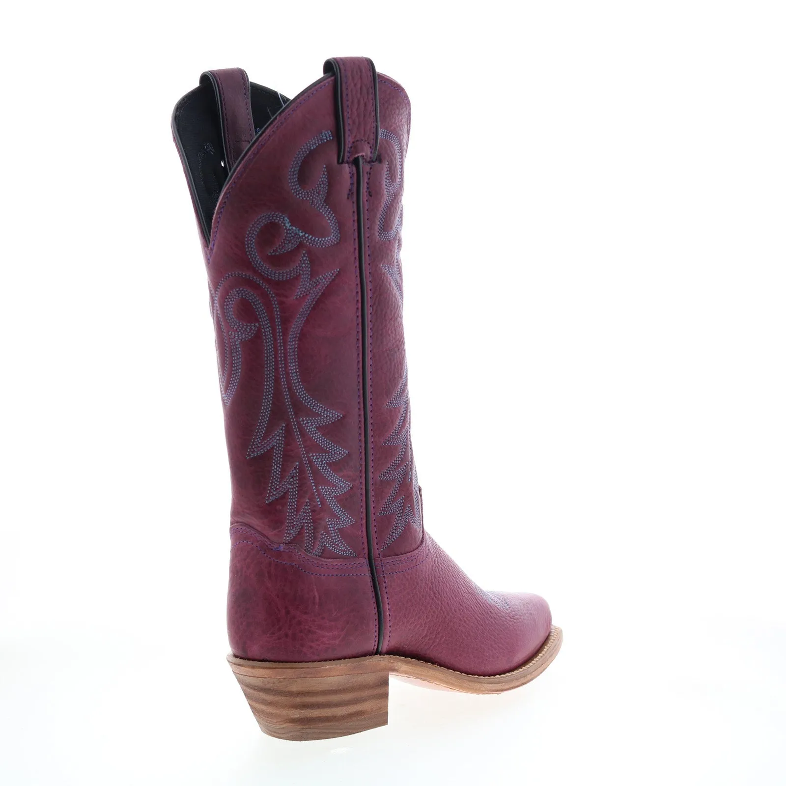 Abilene Boots 9271 Womens Purple Leather Slip On Cowboy Western Boots