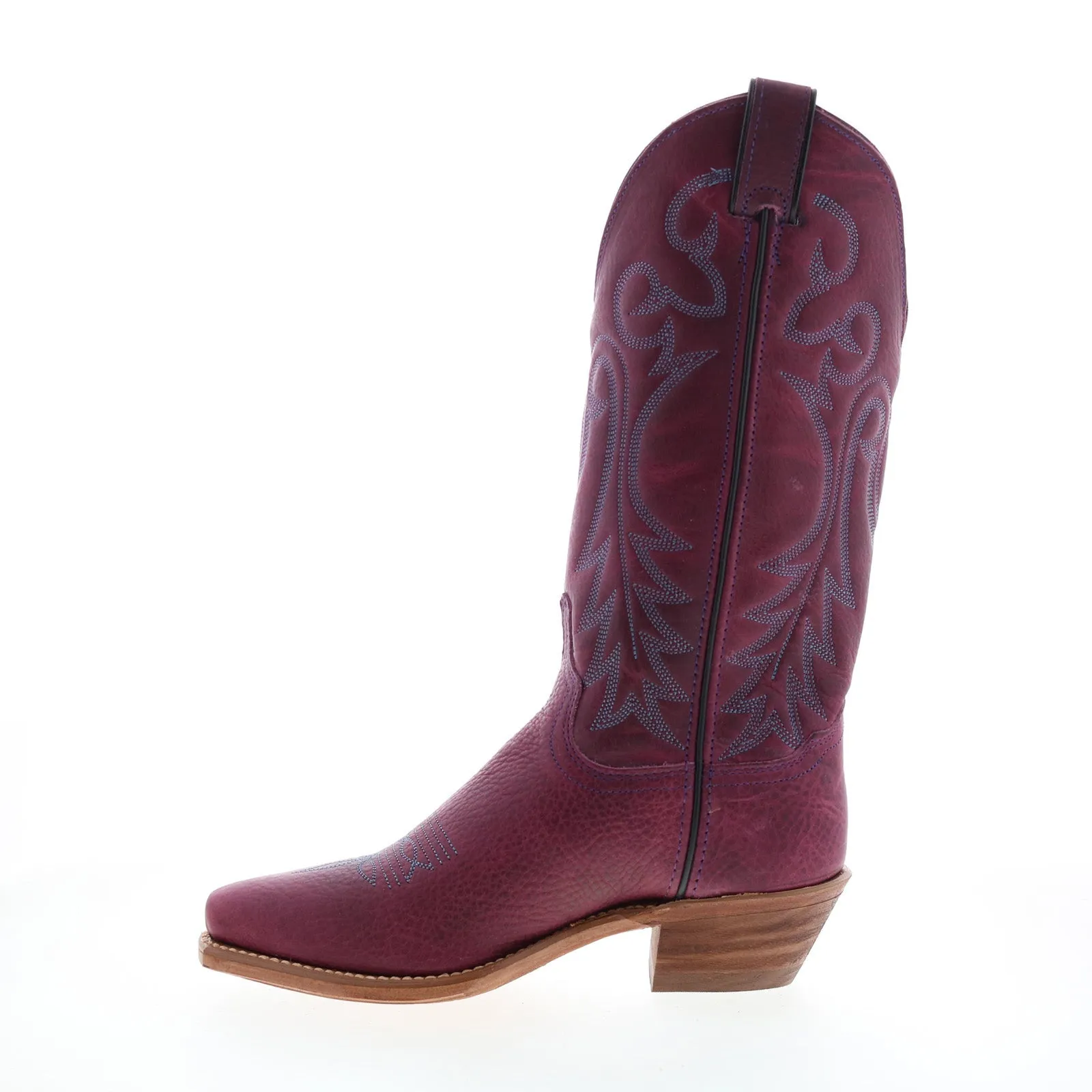 Abilene Boots 9271 Womens Purple Leather Slip On Cowboy Western Boots