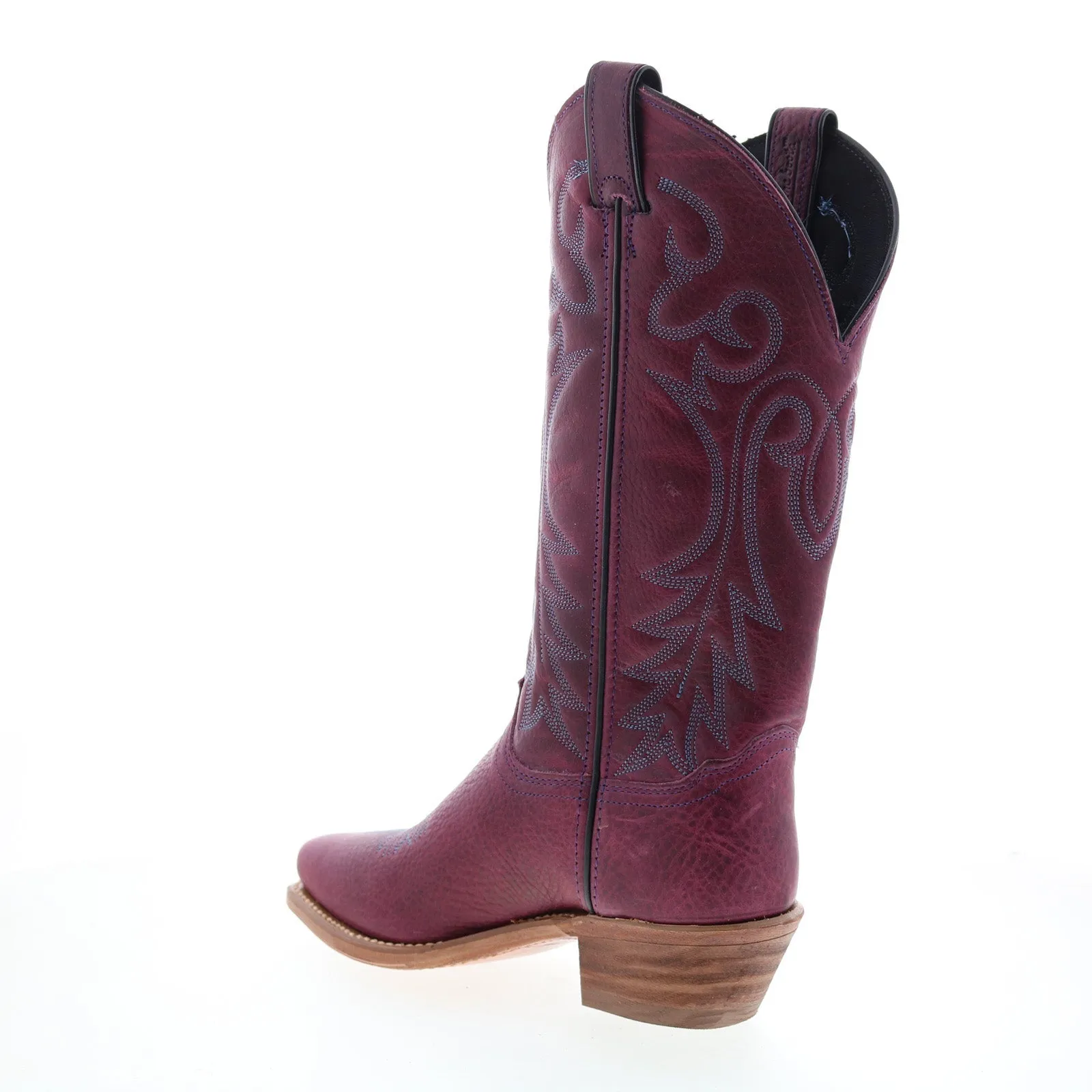 Abilene Boots 9271 Womens Purple Leather Slip On Cowboy Western Boots