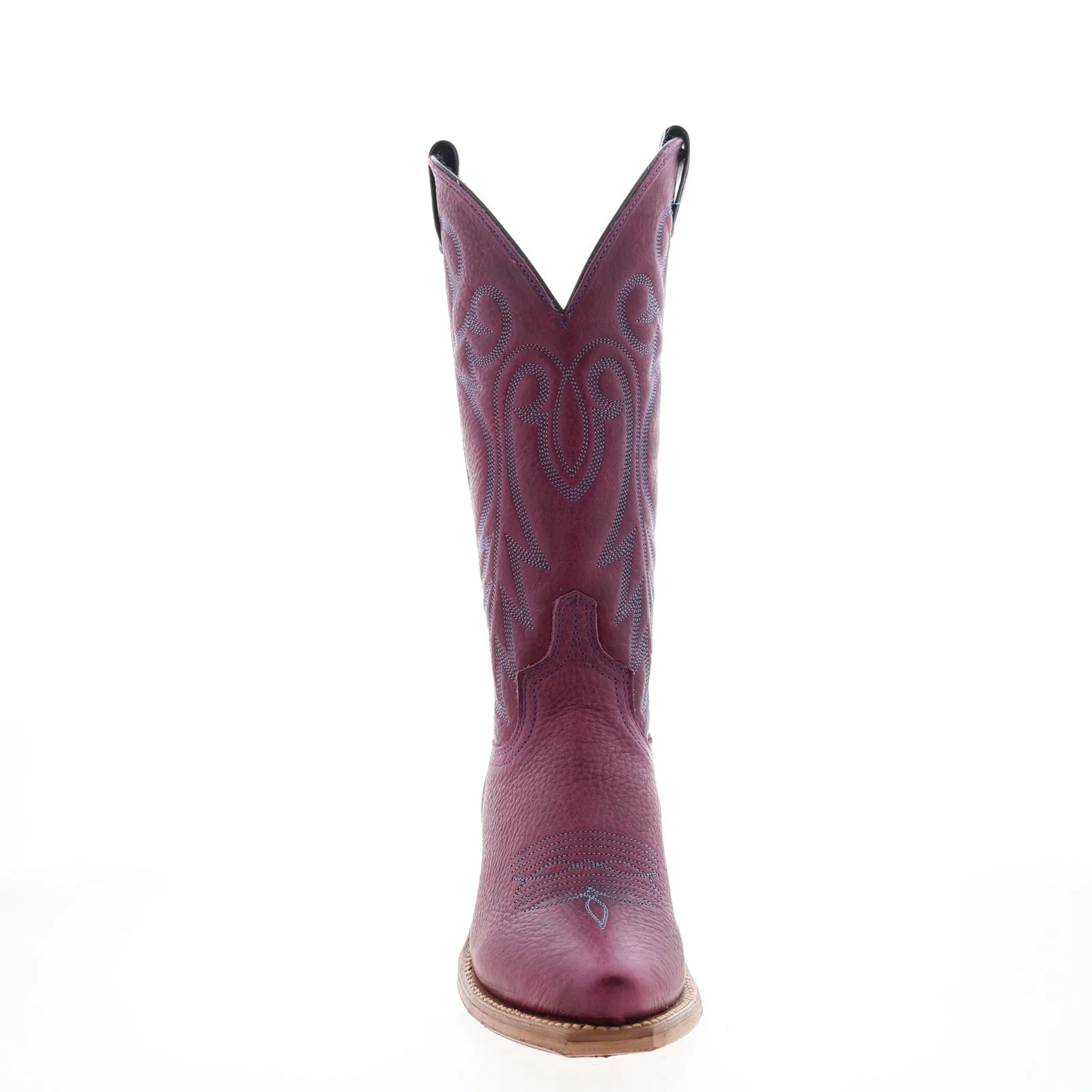 Abilene Boots 9271 Womens Purple Leather Slip On Cowboy Western Boots