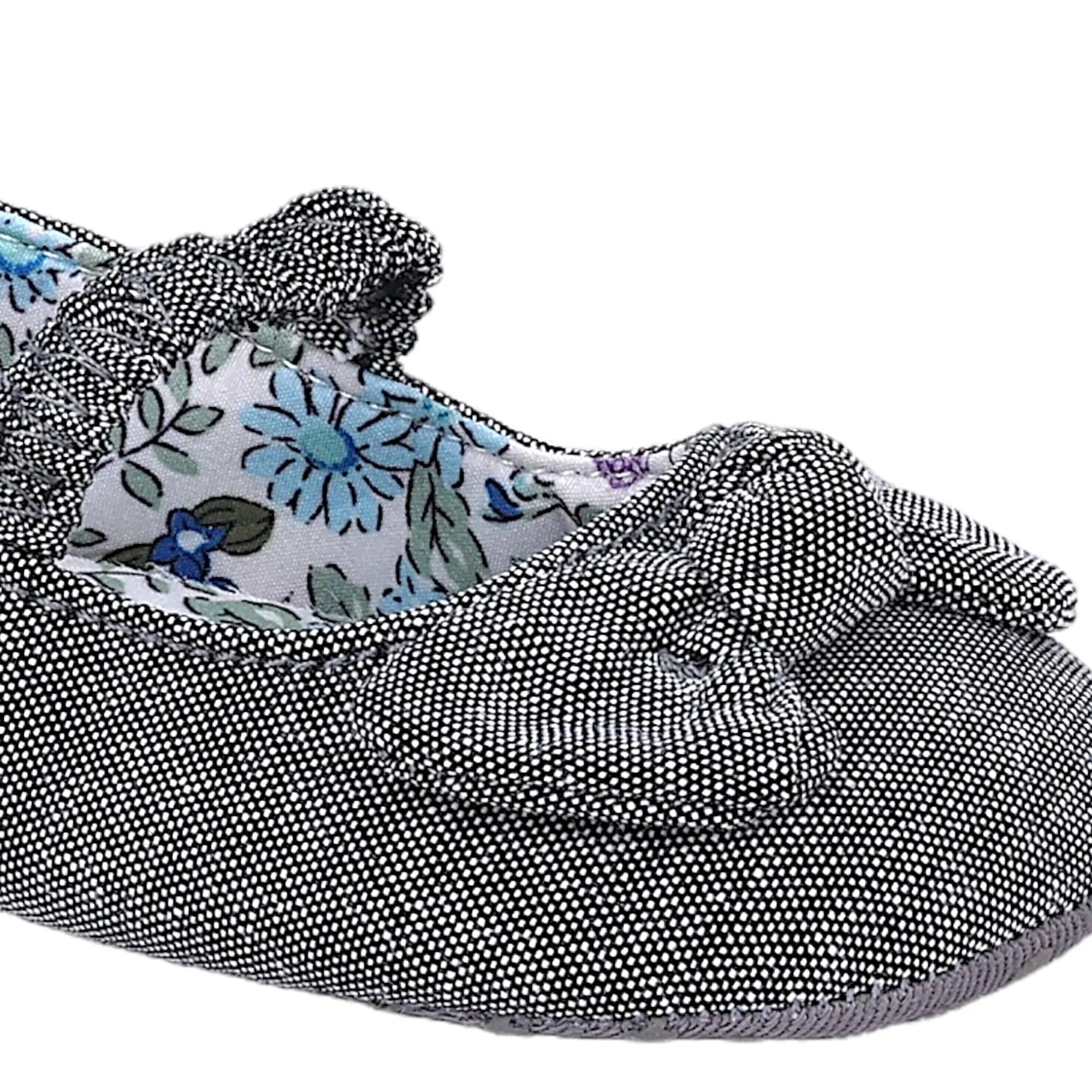 Baby Moo Bow Knot Elastic Strap First Walkers Anti-Skid Ballerina Booties - Grey