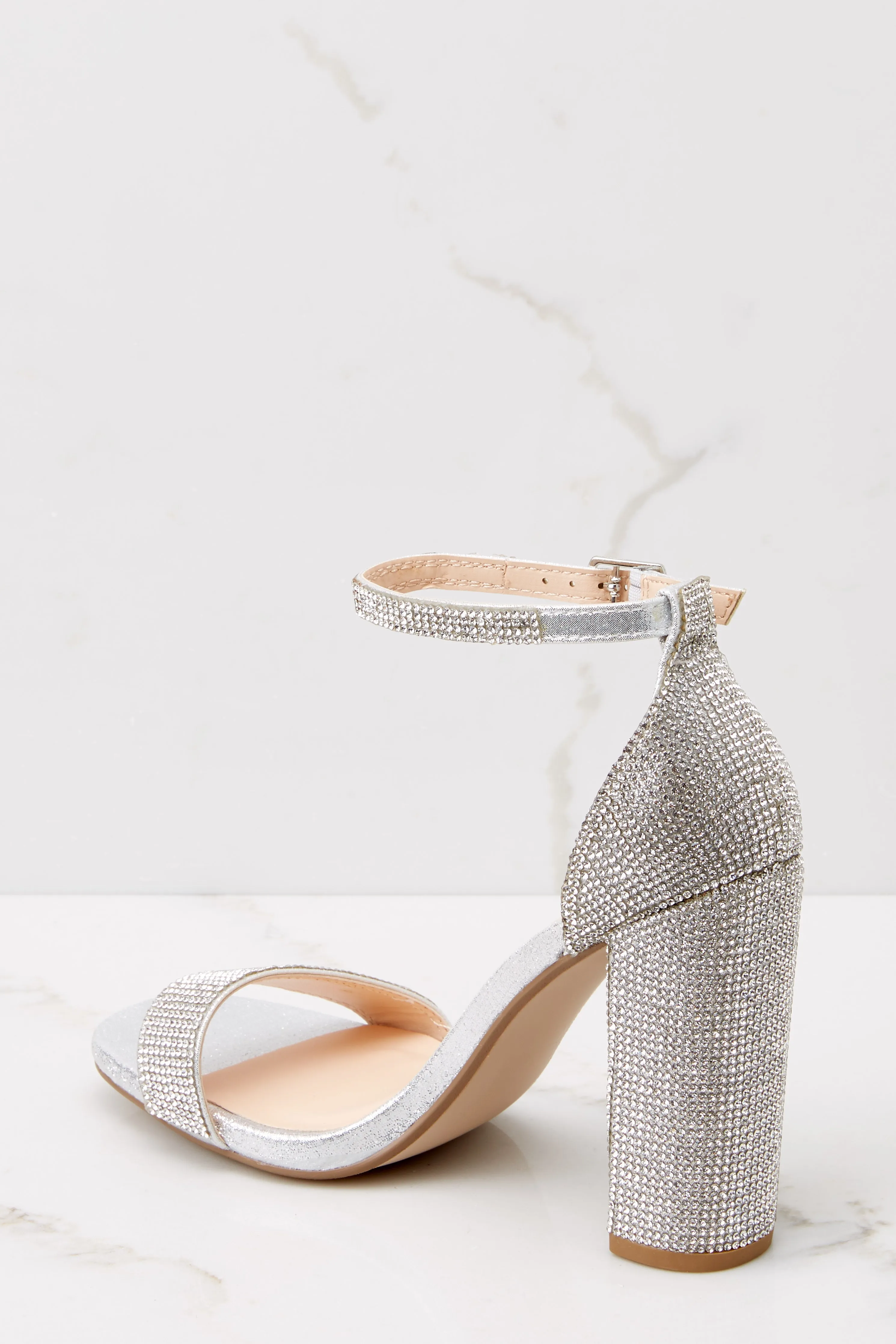 Bank On It Silver Ankle Strap Heels