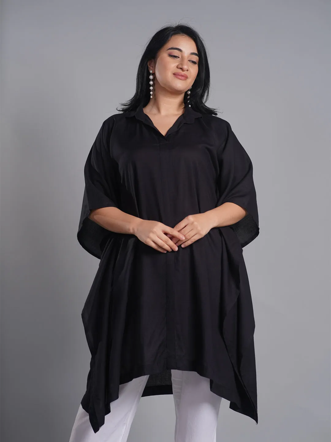 Black Rayon Shirt-Kaftan - Phases