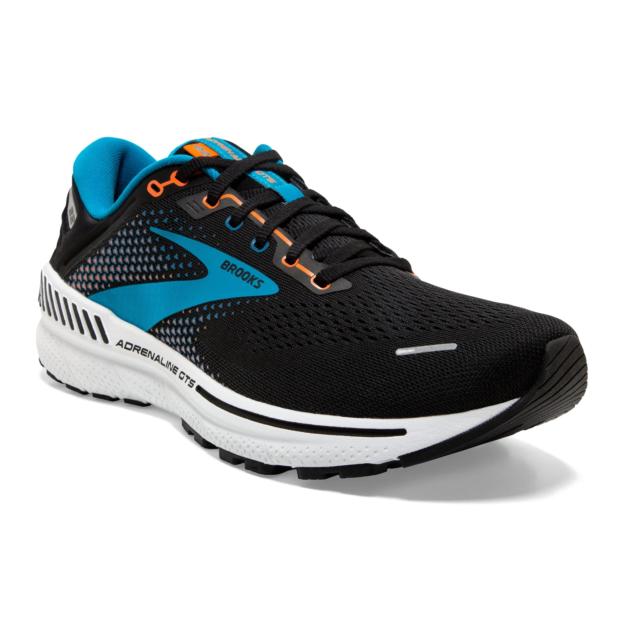 Brooks Men's 110366 034 Adrenaline GTS 22 Black/Blue/Orange Cushion Support Running Shoes