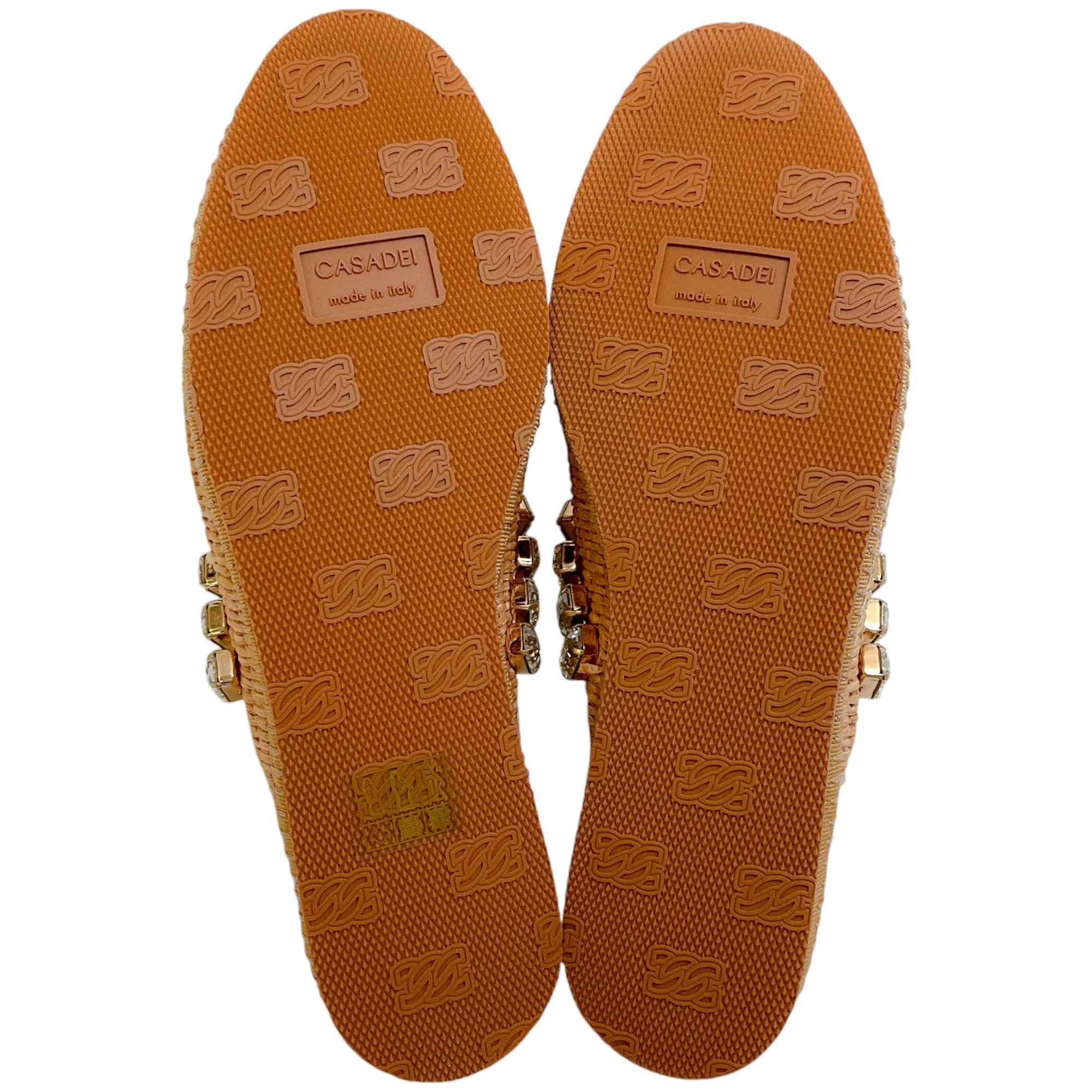 Casadei Toffee Rattan Capalbio Crystal Slides