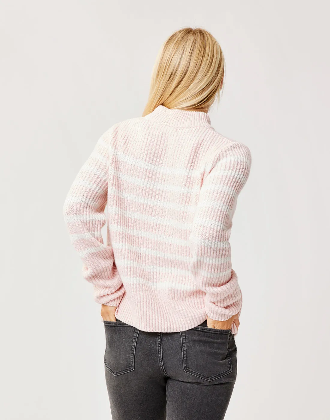 Cayden Crew Sweater: Lt. Pink Stripe