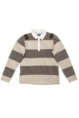 Christian Dior - Long Sleeve Gray Striped Polo - 12A