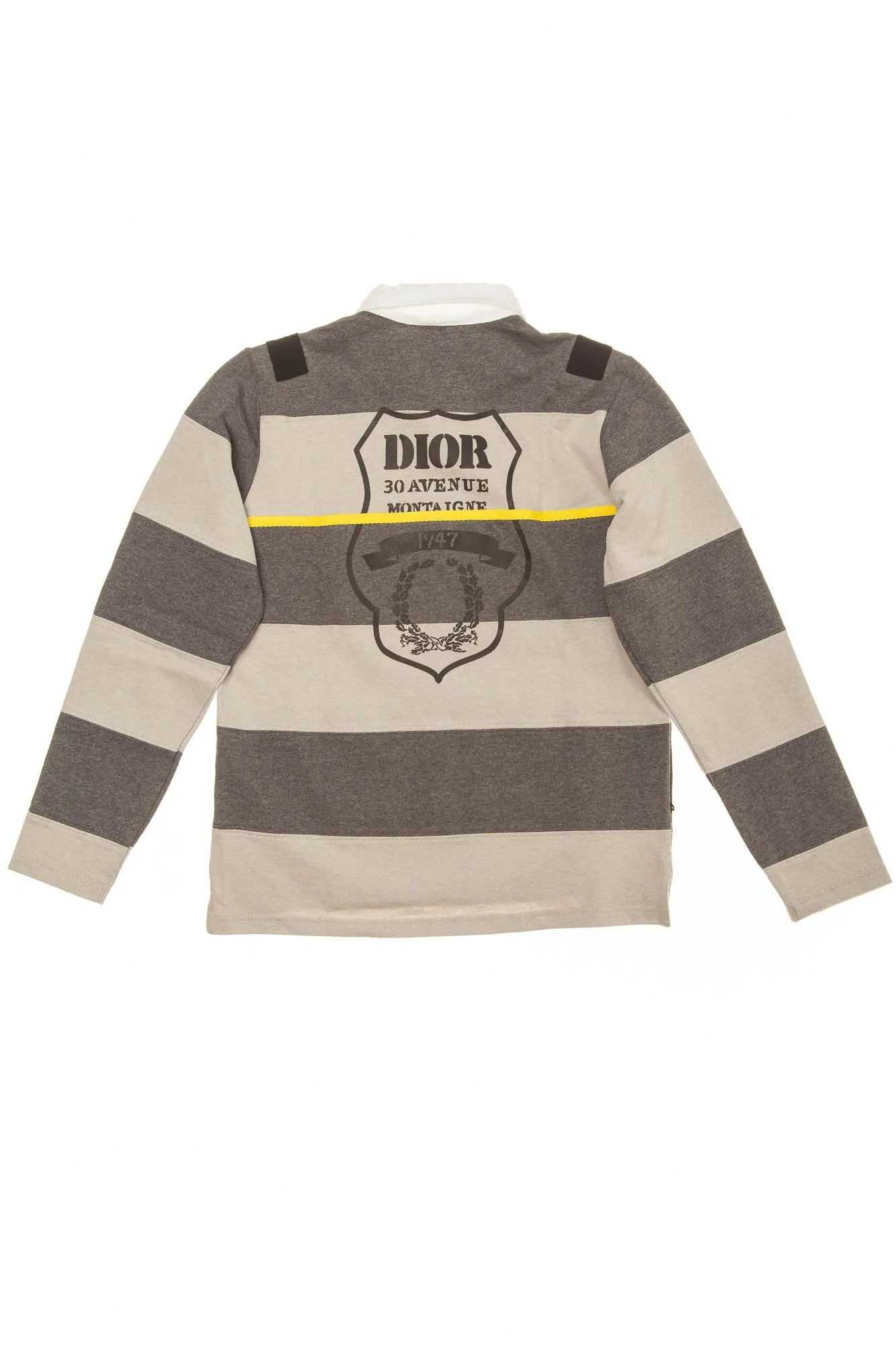 Christian Dior - Long Sleeve Gray Striped Polo - 12A