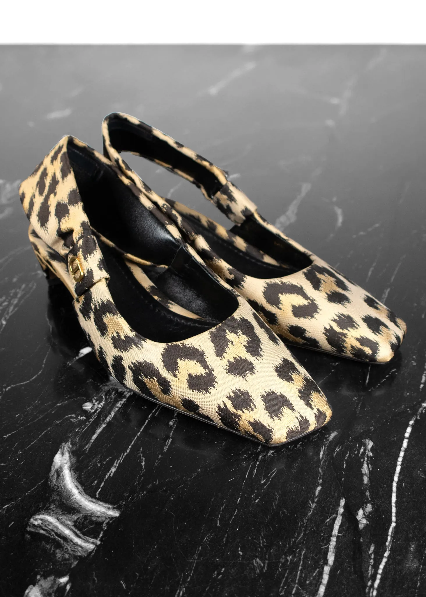 Christian Dior Mizza Shiny Leopard Slingback Pump Heels