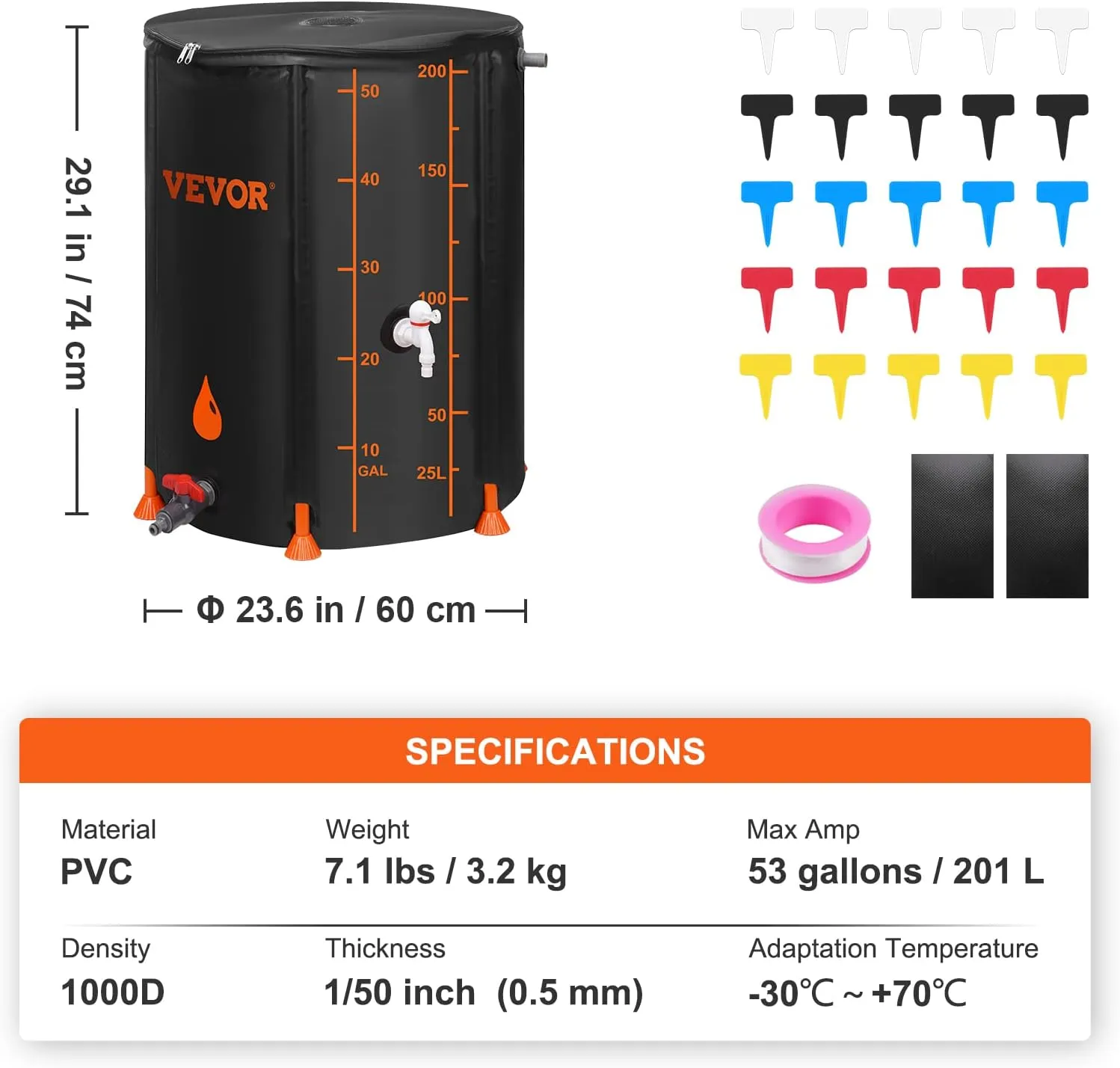 Collapsible Rain Barrel, Portable Rainwater Collection System