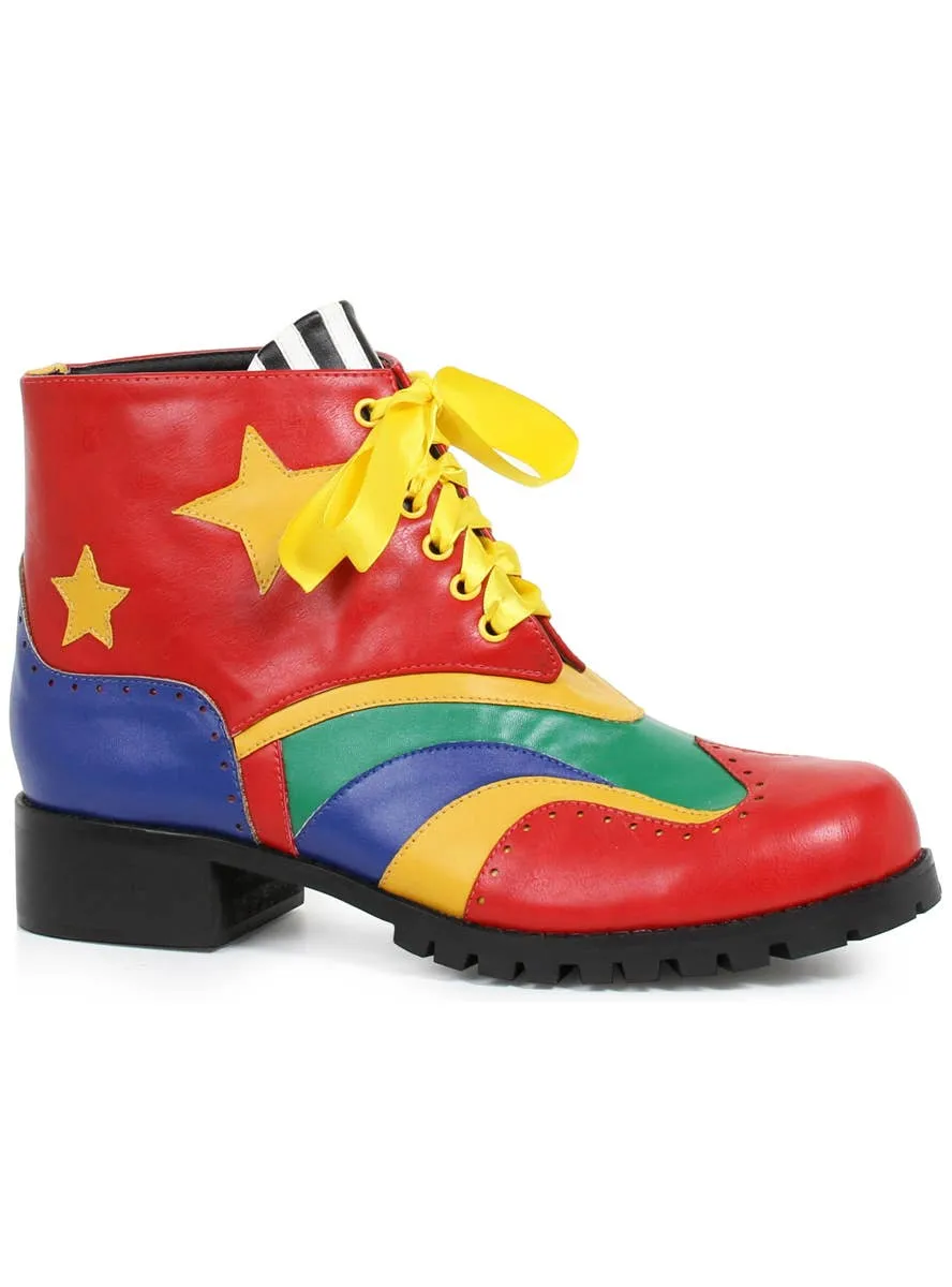 Deluxe Rainbow Coloured Mens Clown Shoes