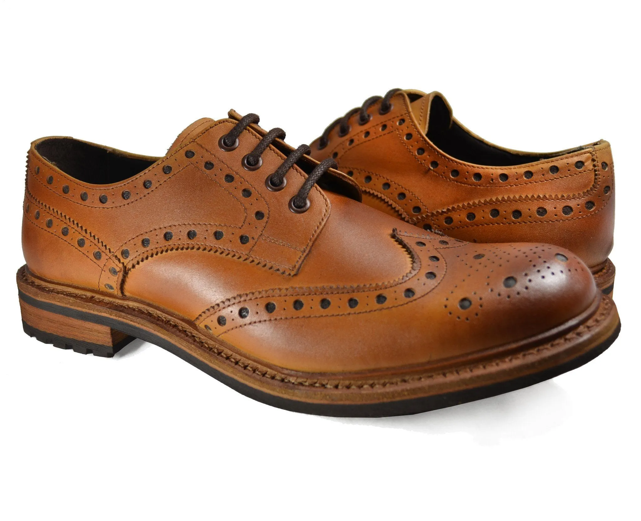 DOUGLAS Brown Cow Crust Leather Oxfords by Paul Malone