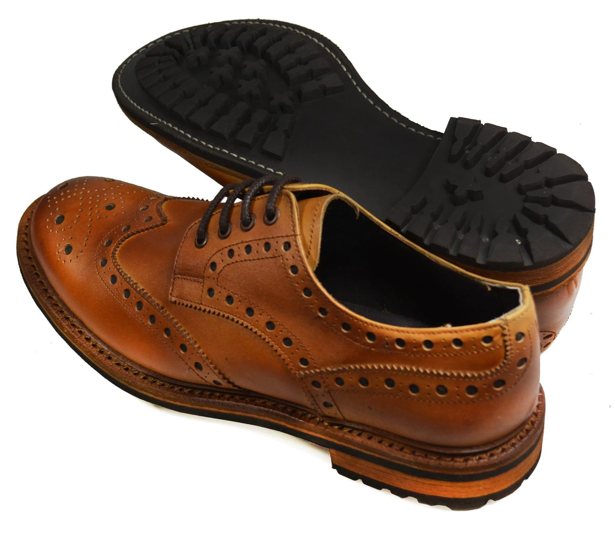 DOUGLAS Brown Cow Crust Leather Oxfords by Paul Malone