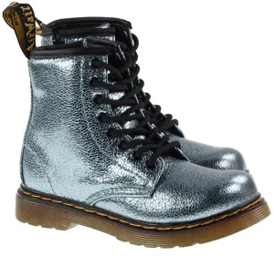 Dr Martens Shoes Kids 1460 Teal Crinkle Metallic