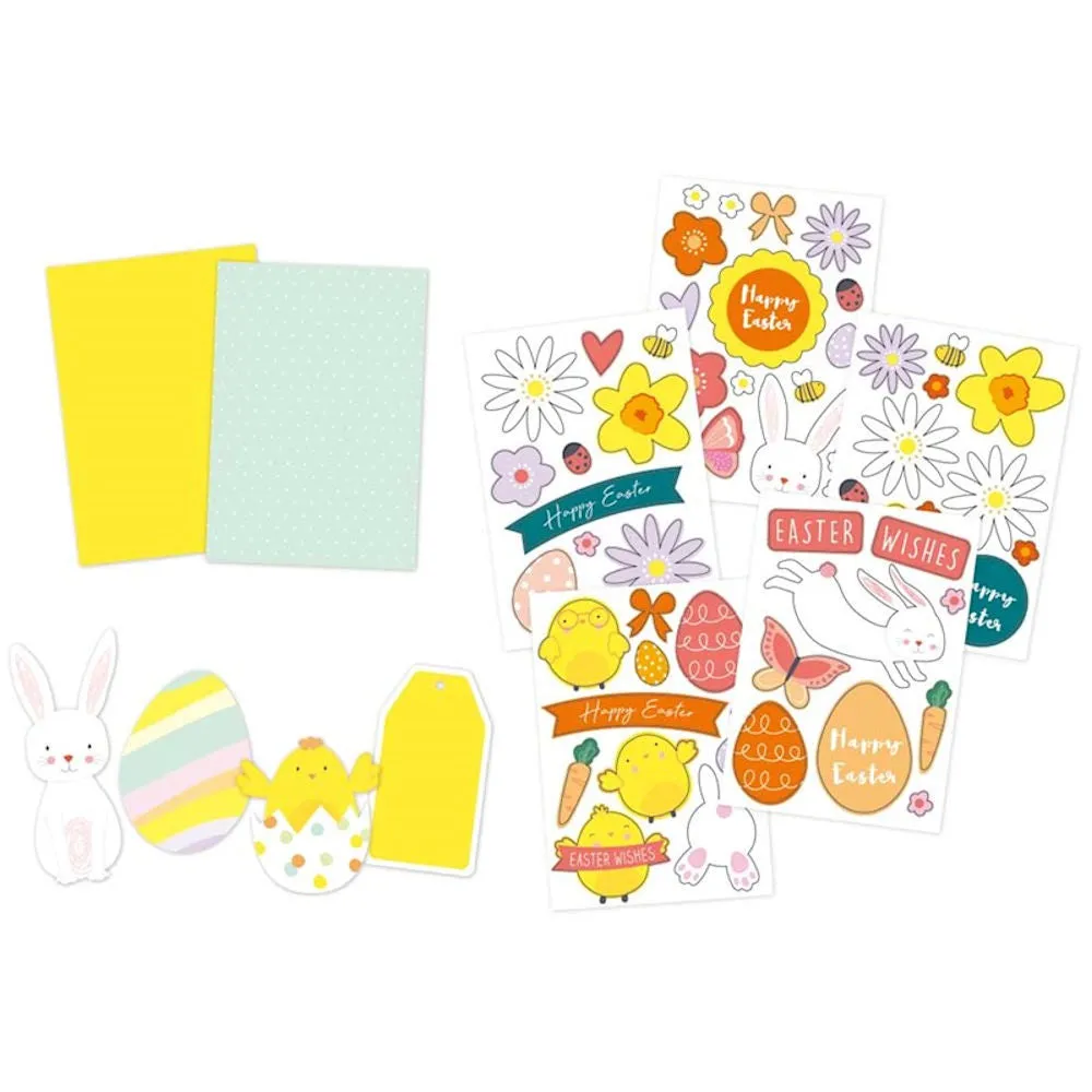 Easter Create Your Own Cards - 8 Pack DIY Craft Kit Blank Greeting Cards Art Supplies Holiday Fun