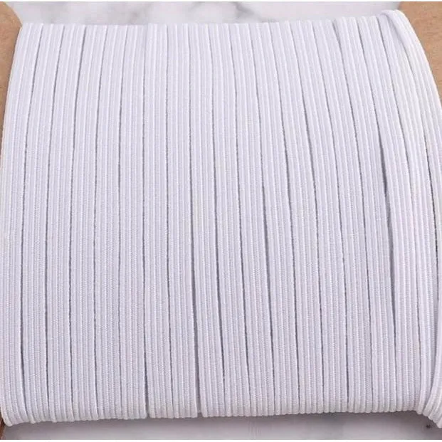 Elastic Rope White Flat Band Stretch Cord 3mm Trim Ribbon Material for Face Mask by the Yard