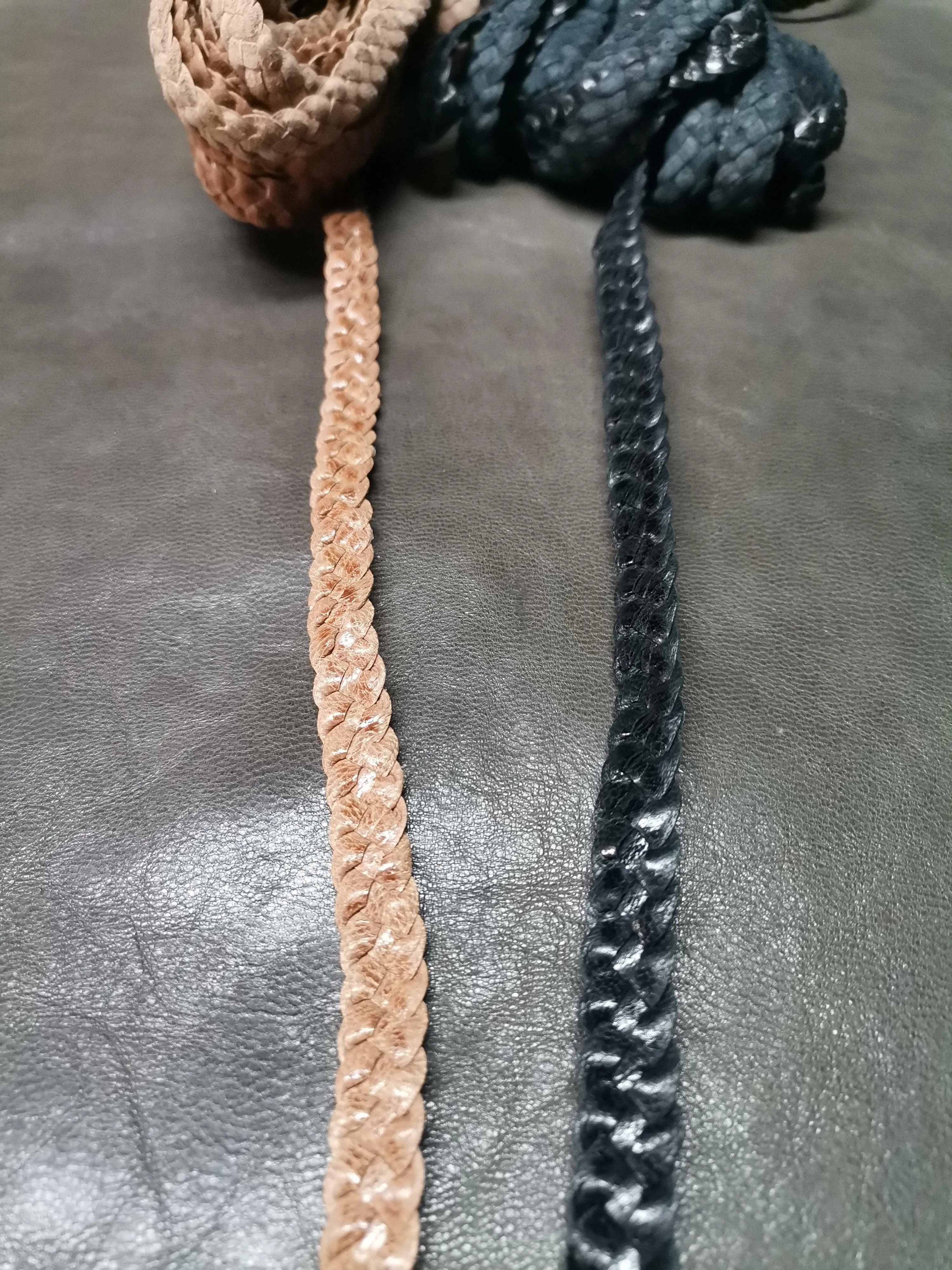 Goat full veg knitted leather straps, Braided goat veg leather straps hand crafted.