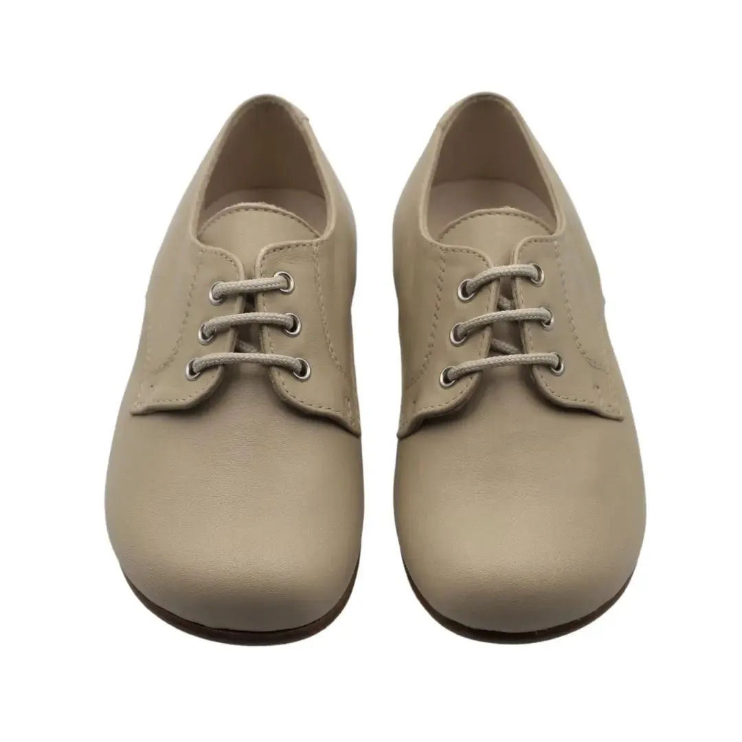 Jacob- Beige Leather Boy Oxford Shoes