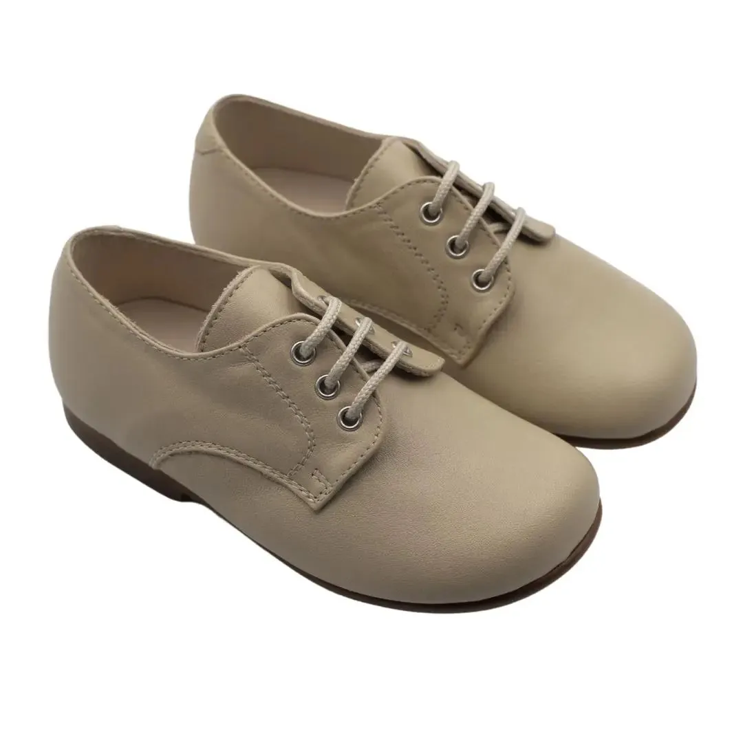 Jacob- Beige Leather Boy Oxford Shoes