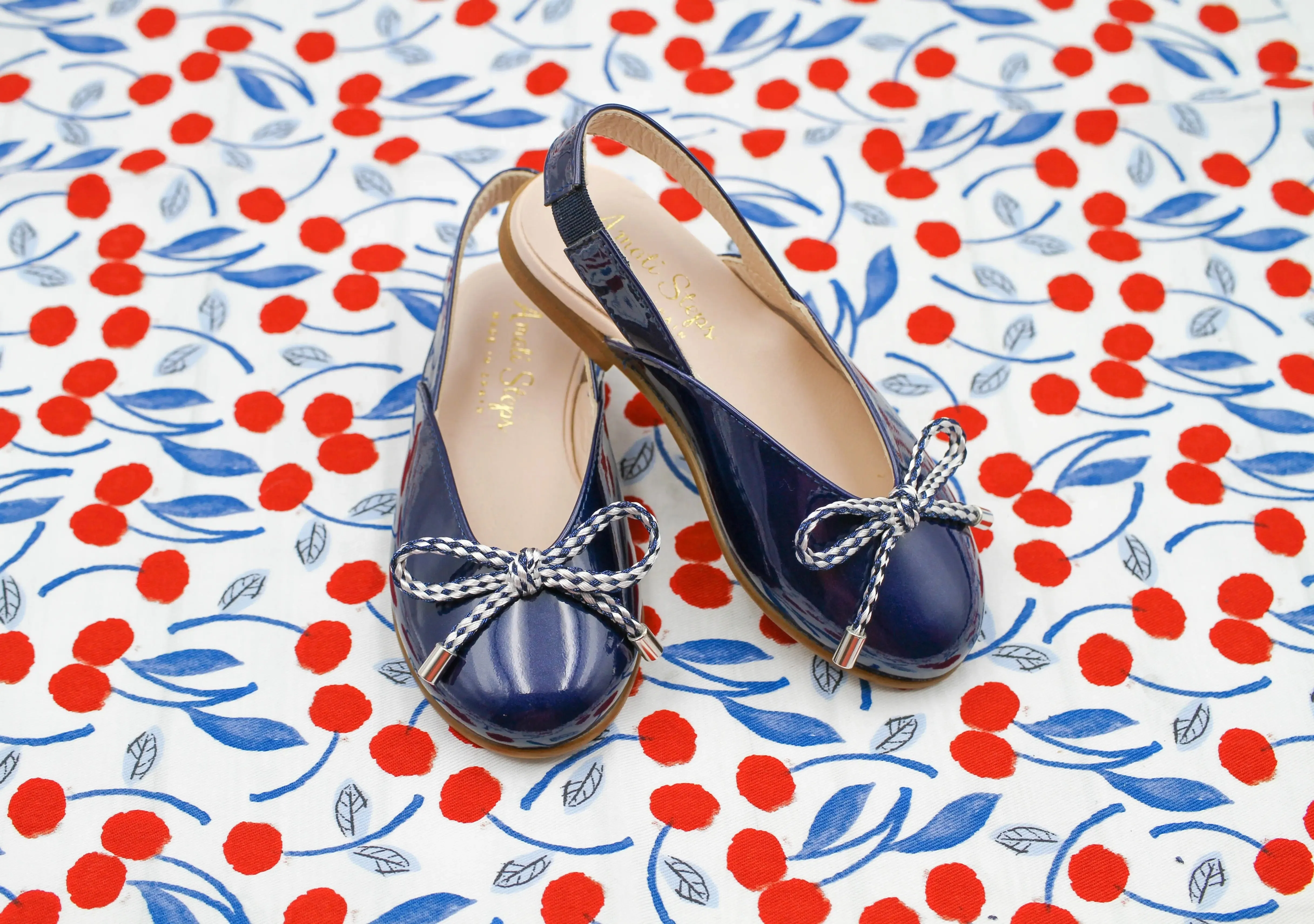 Karina- Navy Patent Leather Slingback Shoes