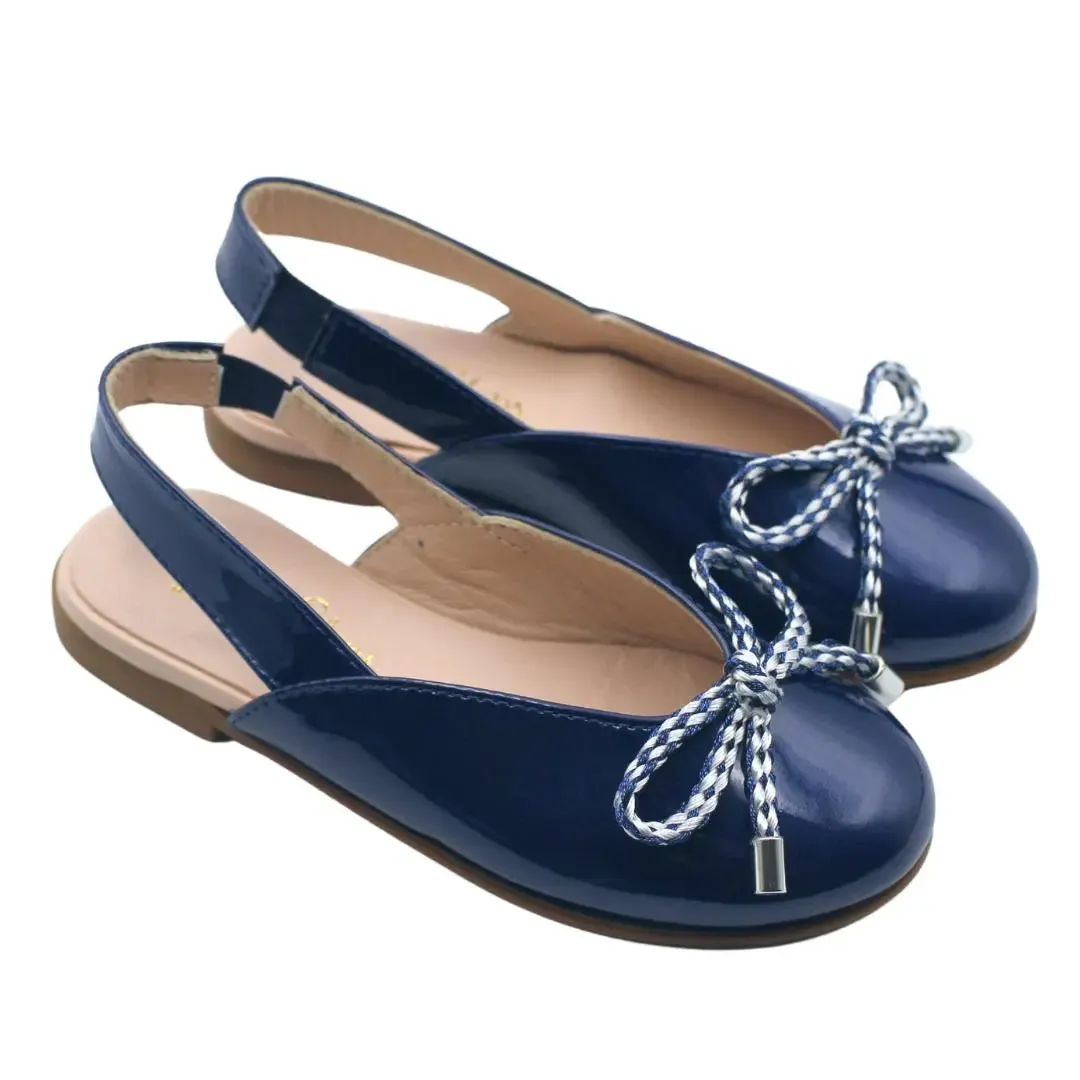 Karina- Navy Patent Leather Slingback Shoes