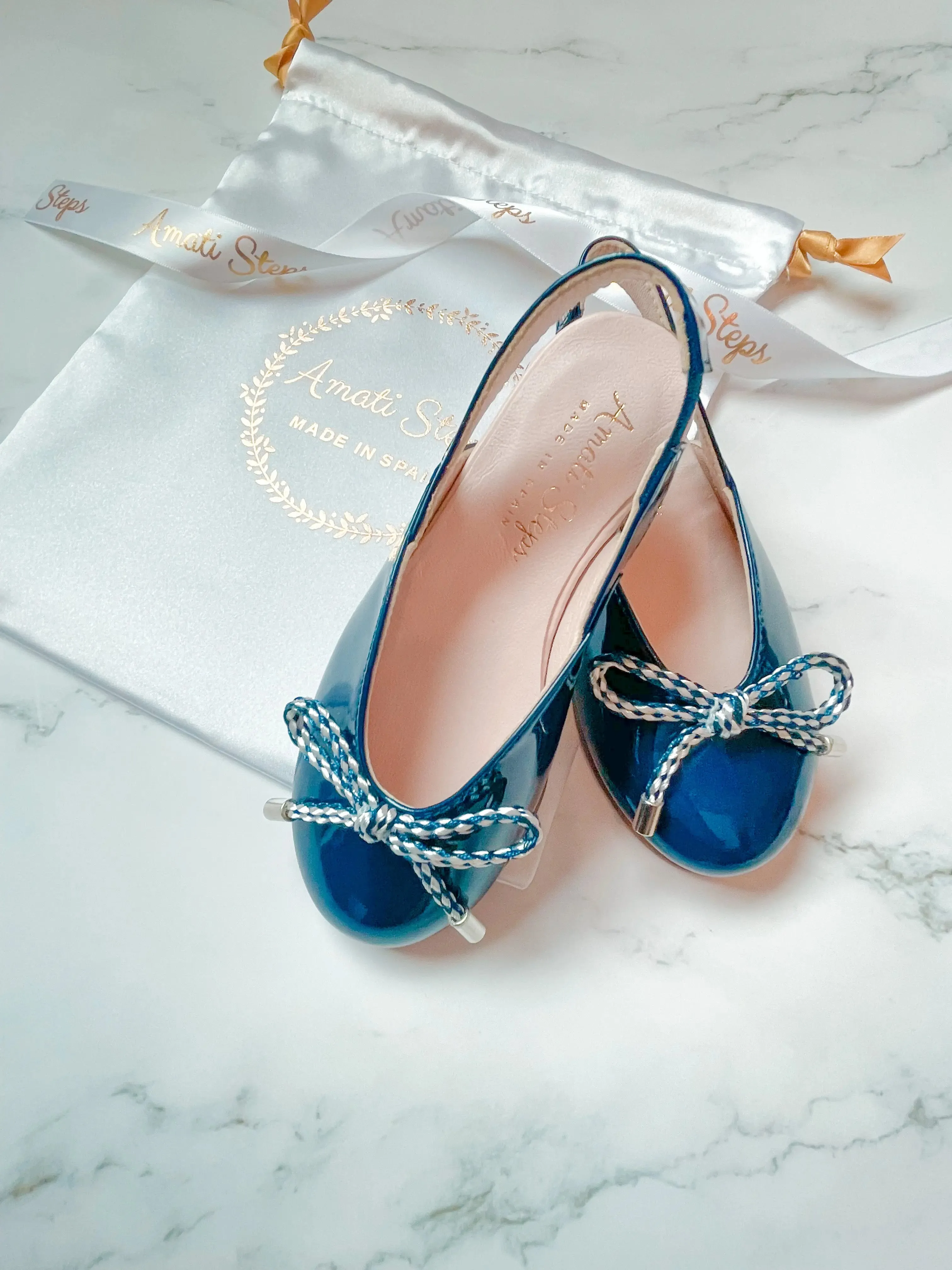 Karina- Navy Patent Leather Slingback Shoes