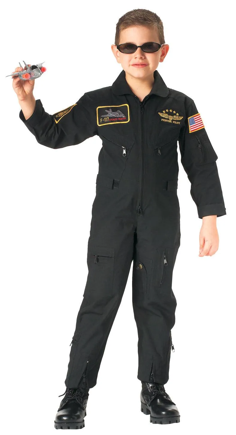 Kid's Flight Coverall With Patches - Olive Drab