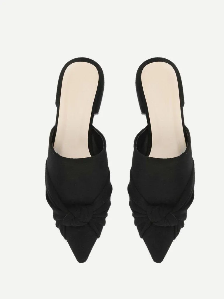 Knot Detail Suede Flat Mules