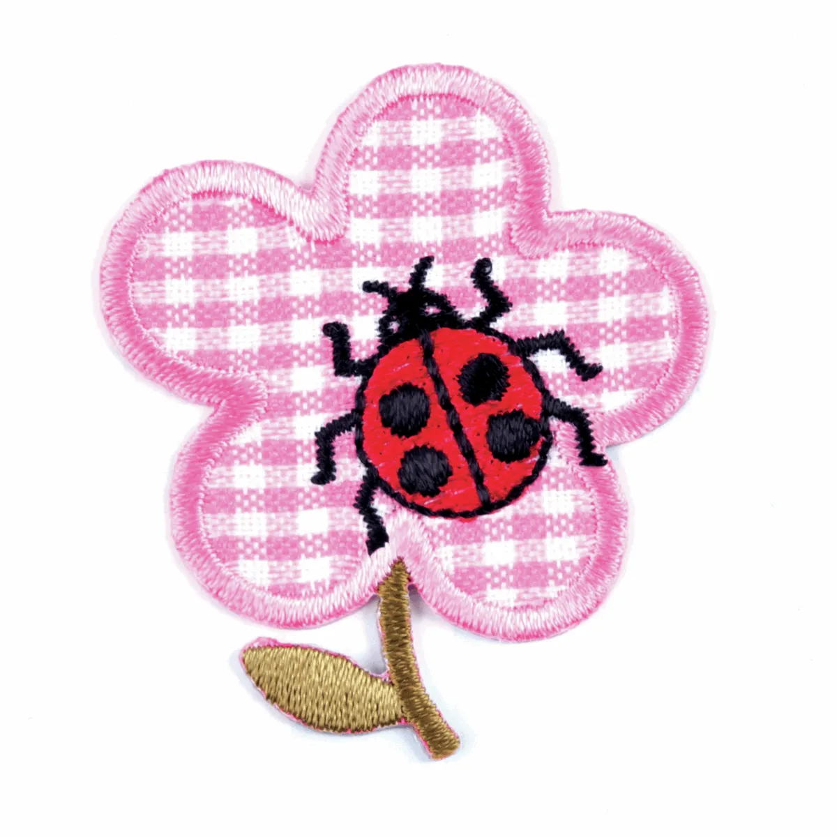 Ladybird On Flower - Iron -On Sew-On Patch Motifs