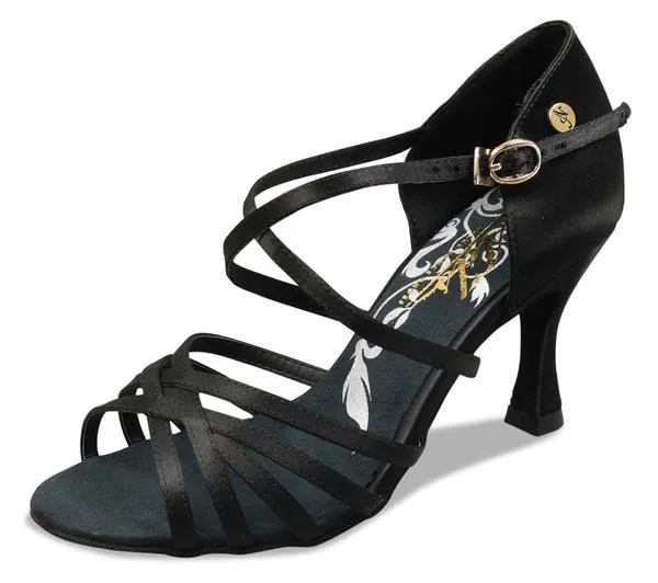 Liberty Dance, L2001-15, Black Satin, 2.5” & 3” Flared Heel