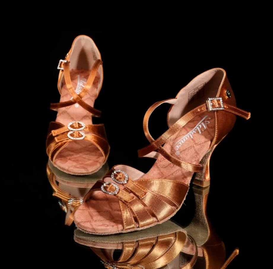 Liberty Dance, L2176-75, Tan Satin, 2.5” & 3" Flared Heel