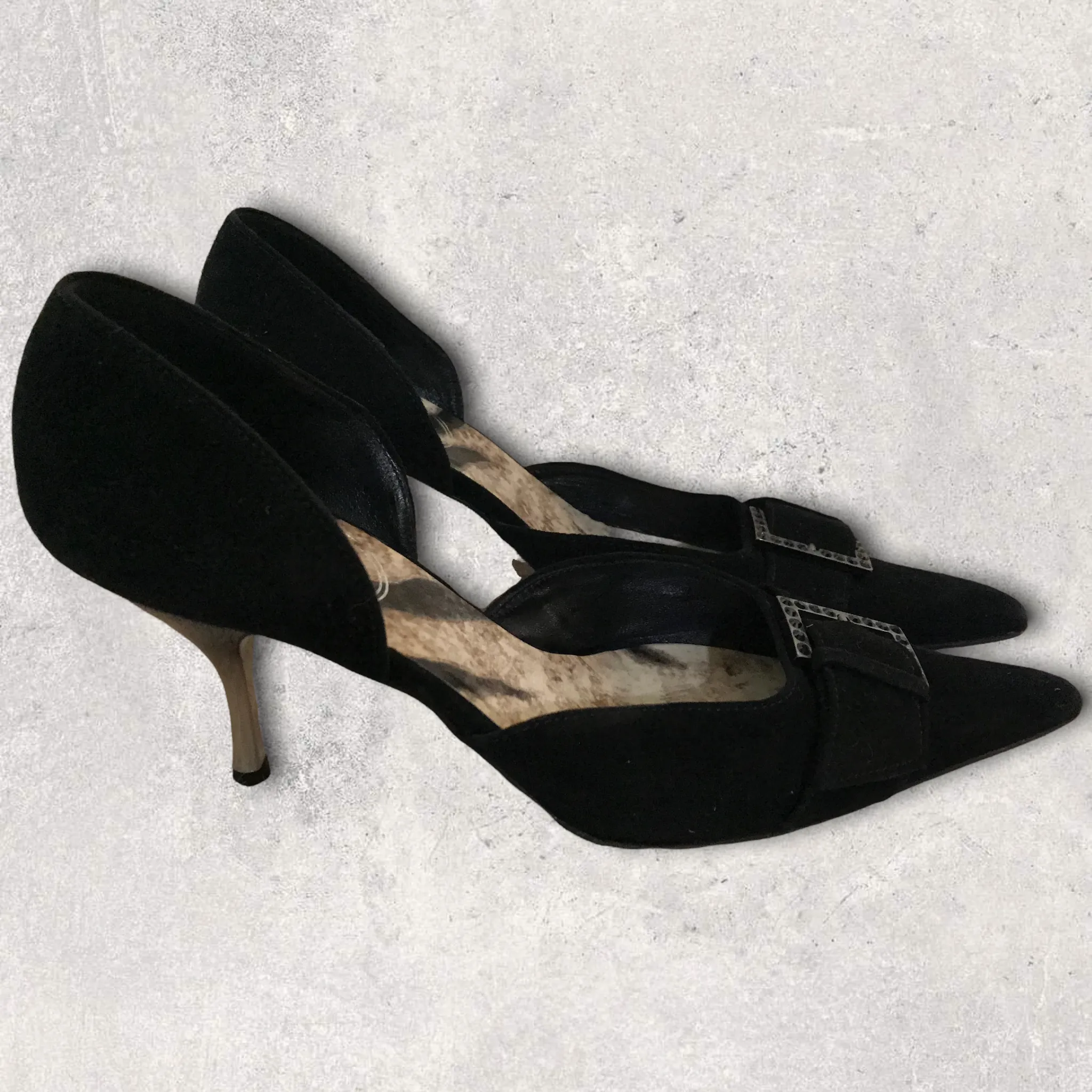 Linea Bruna Black Suede Court Shoes UK 5.5 US 8 EU 39