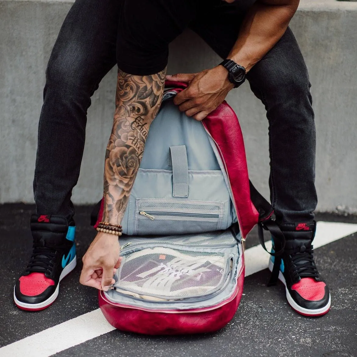 Maroon Tumbled Leather Commuter Bag