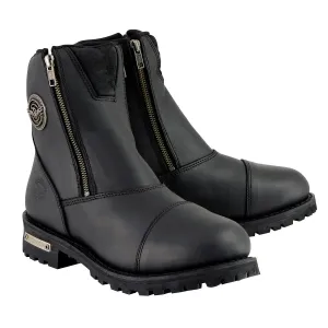 Milwaukee Leather MBL202 Women's Black Premium Leather Double Sided Zipper Motorcycle Riding Boots