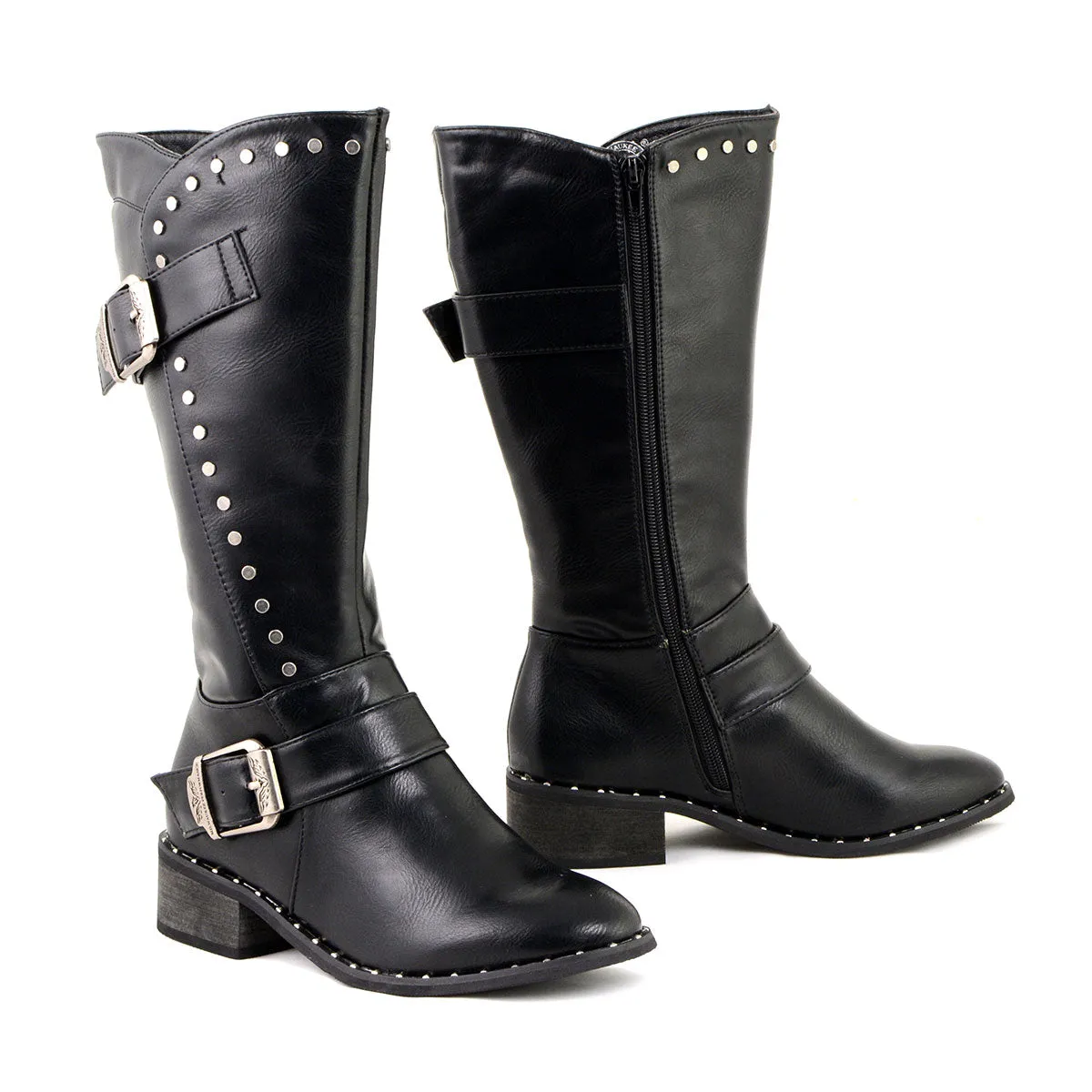 Milwaukee Leather MBL9423 Women's Black Studded Fashion Casual Boots