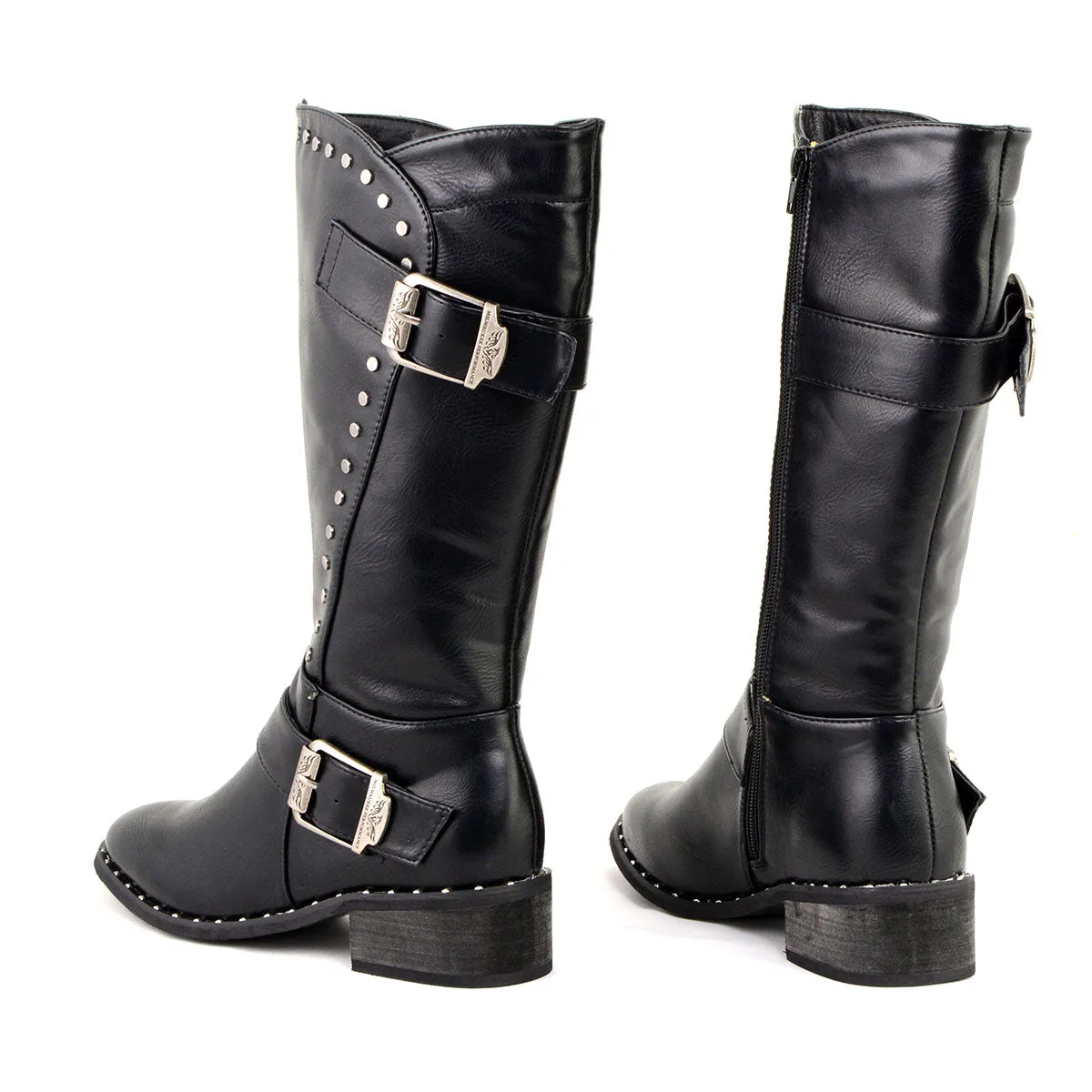 Milwaukee Leather MBL9423 Women's Black Studded Fashion Casual Boots