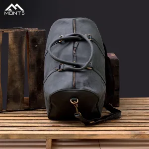 MONT5 Shigar - Charcoal Back Gym Leather Sports Duffle