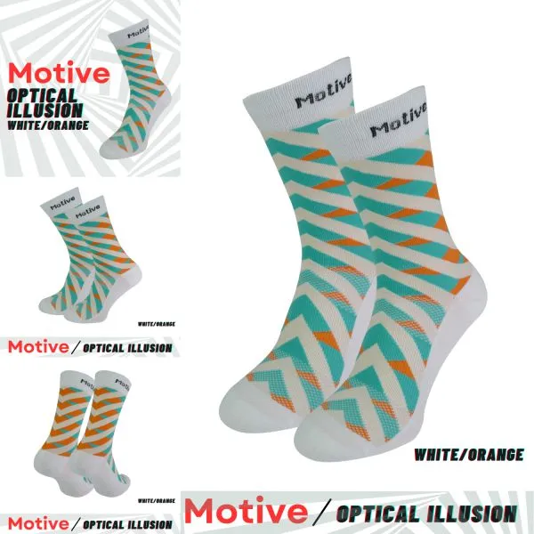 Motive Sock Sport Performance Illusion Crew - White/Orange