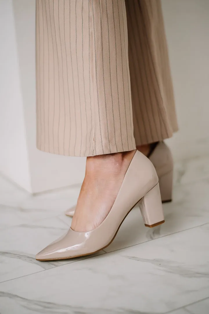 Olympia Slick Block Heels | Nude