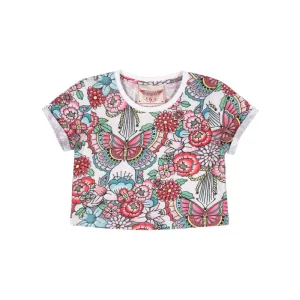 paper wings cropped tee - tattoo flowers